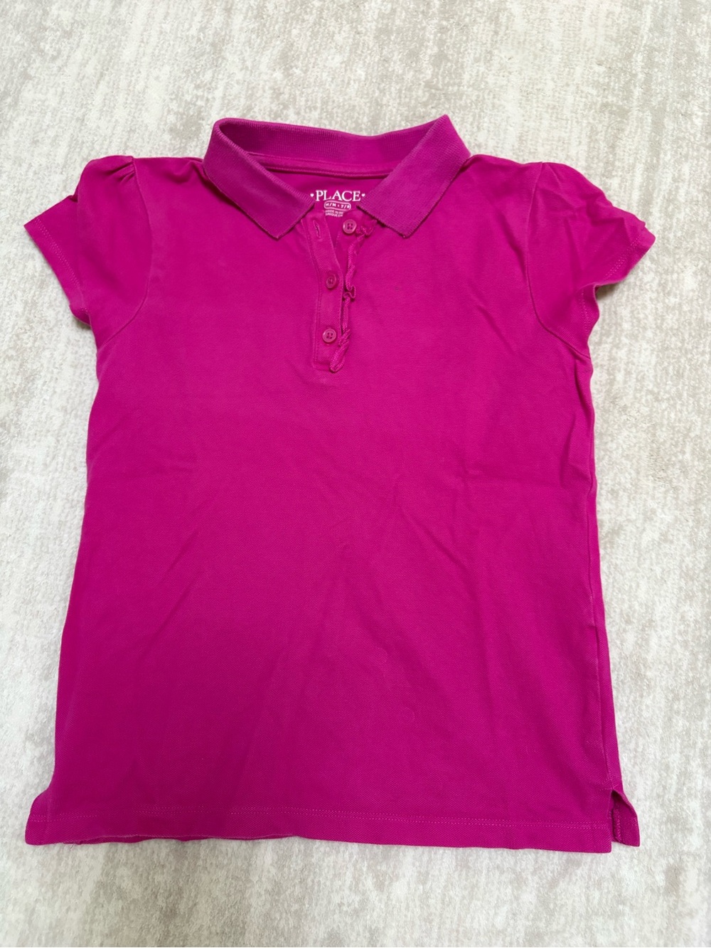 The Children's Place Fuchsia Pink Polo Shirt with ruffle trim. Size M (7-8)